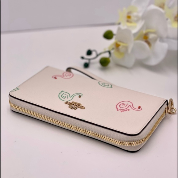 Coach Swan Print Long Zip Around Wallet Wristlet - Picture 6 of 10
